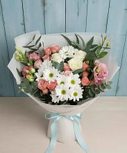 Букет цветов из:  Розы, Лизиантусы и Хризантемы в Рылеево