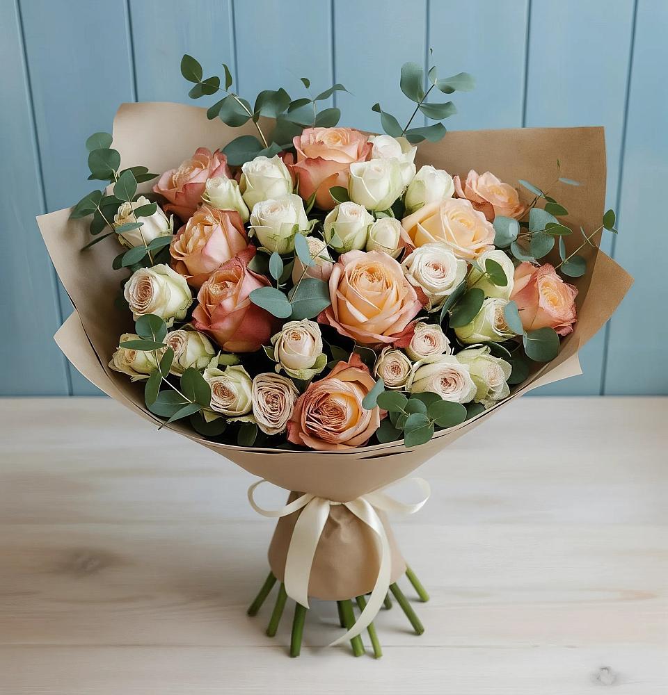 Букет цветов из: Альстромерии и Розы в Рылеево