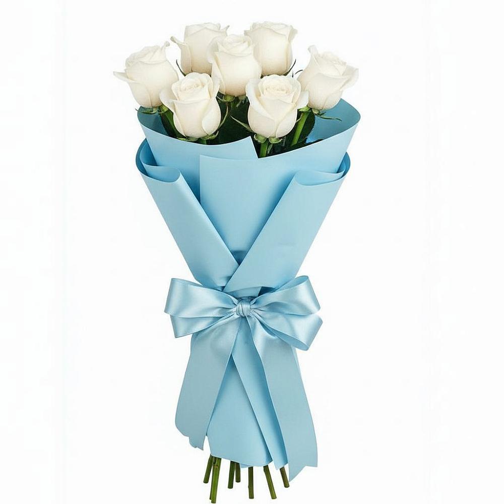Букет 7 белых роз Проуд в Рылеево