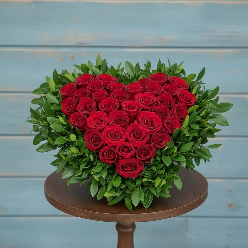 Цветочная композиция из Розы в виде сердца в Рылеево