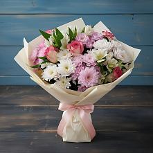 Букет цветов из:  Хризантемы, Альстромерии и Розы в Рылеево