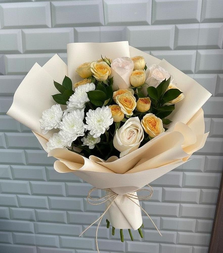 Букет цветов из: Розы и Хризантемы в Рылеево