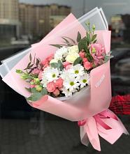 Букет цветов из:  Розы, Лизиантусы и Хризантемы в Рылеево