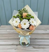 Букет цветов из:  Герберы, Розы и Хризантемы в Рылеево