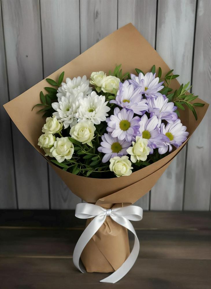 Букет цветов из: Хризантемы и Розы в Рылеево