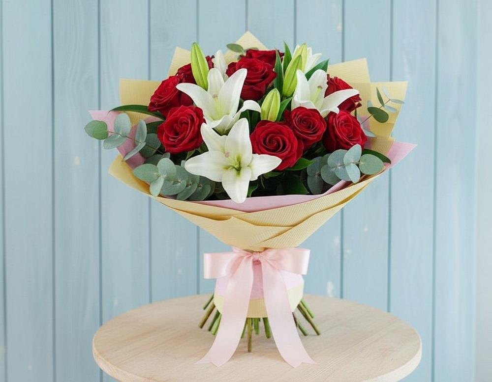 Букет цветов из: Лилии и Розы в Рылеево